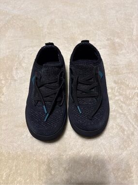 Vessi Kids Black Knit Sneakers with Teal Accents